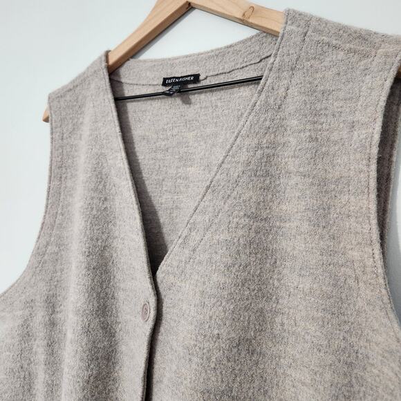 Eileen Fisher Lightweight Boiled Regenerative Wool Vest Dove Light Gray, 2X - Picture 4 of 12